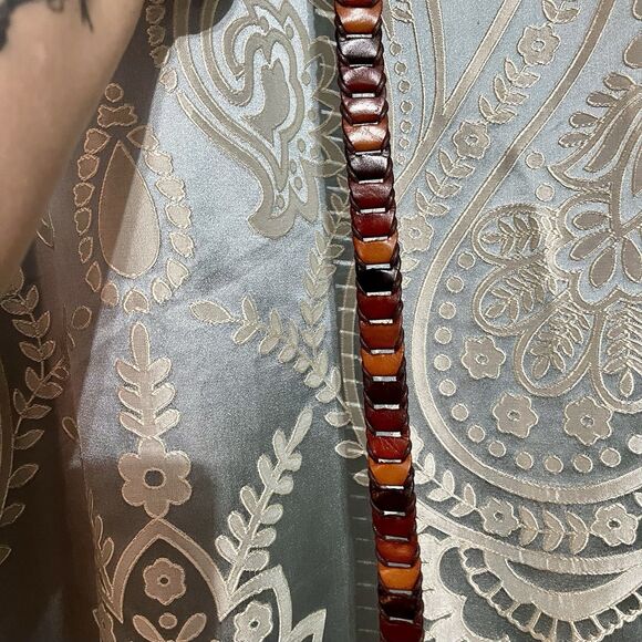 Vintage Braided Womens Belt Brown Small Leather 90s Skinny Bohemian Chic Retro - Picture 11 of 11